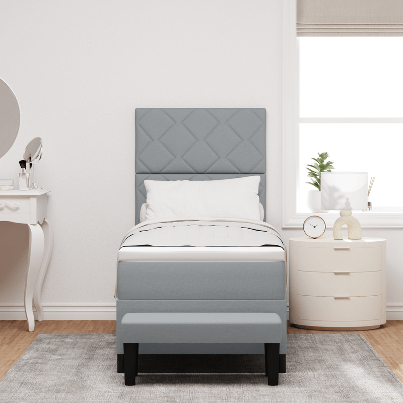 Casa si Gradina - Mobilier - Paturi si accesorii - Paturi - Pat cu arcuri cu saltea si banca gri deschis 80x200 cm tesatura - Infinity.ro