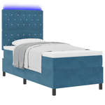 Casa si Gradina - Mobilier - Paturi si accesorii - Paturi - Pat cu arcuri si saltea cu LED Albastru Intunecat 90x190 cm Catifea - Infinity.ro