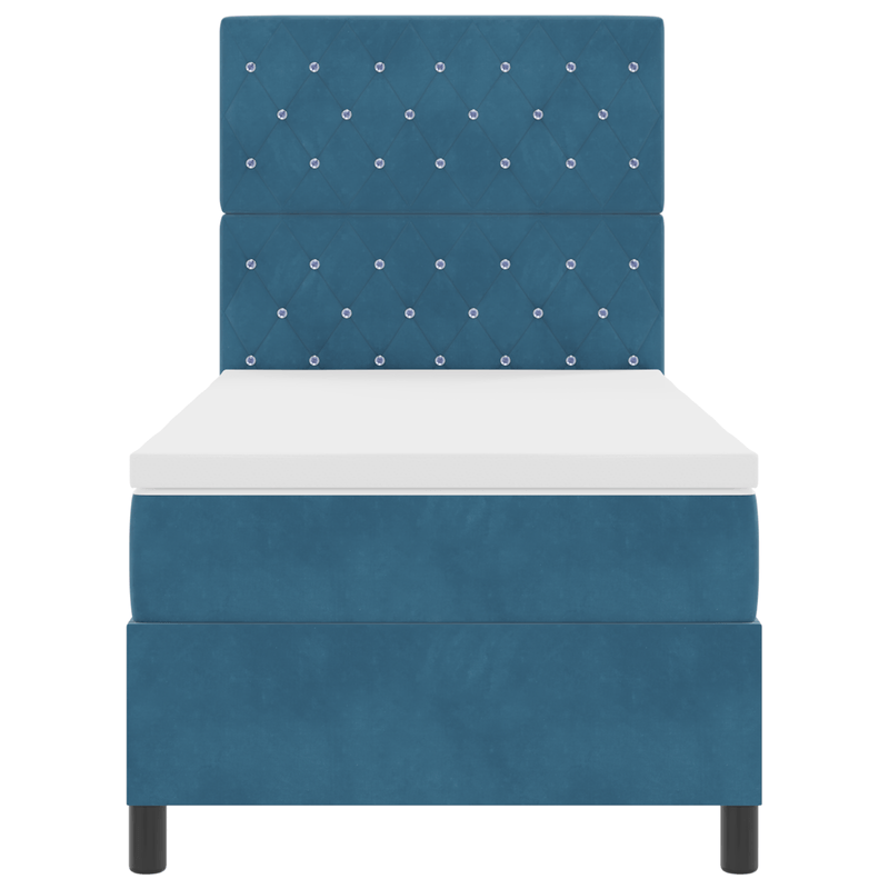 Casa si Gradina - Mobilier - Paturi si accesorii - Paturi - Pat cu arcuri si saltea cu LED Albastru Intunecat 90x190 cm Catifea - Infinity.ro