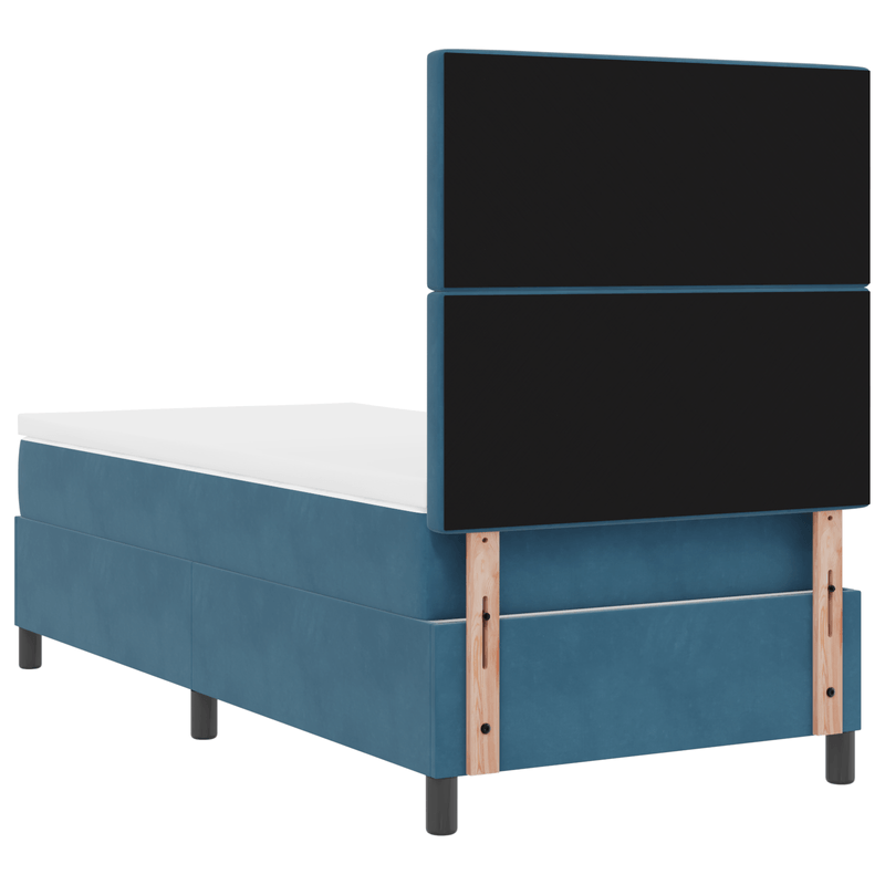 Casa si Gradina - Mobilier - Paturi si accesorii - Paturi - Pat cu arcuri si saltea cu LED Albastru Intunecat 90x190 cm Catifea - Infinity.ro