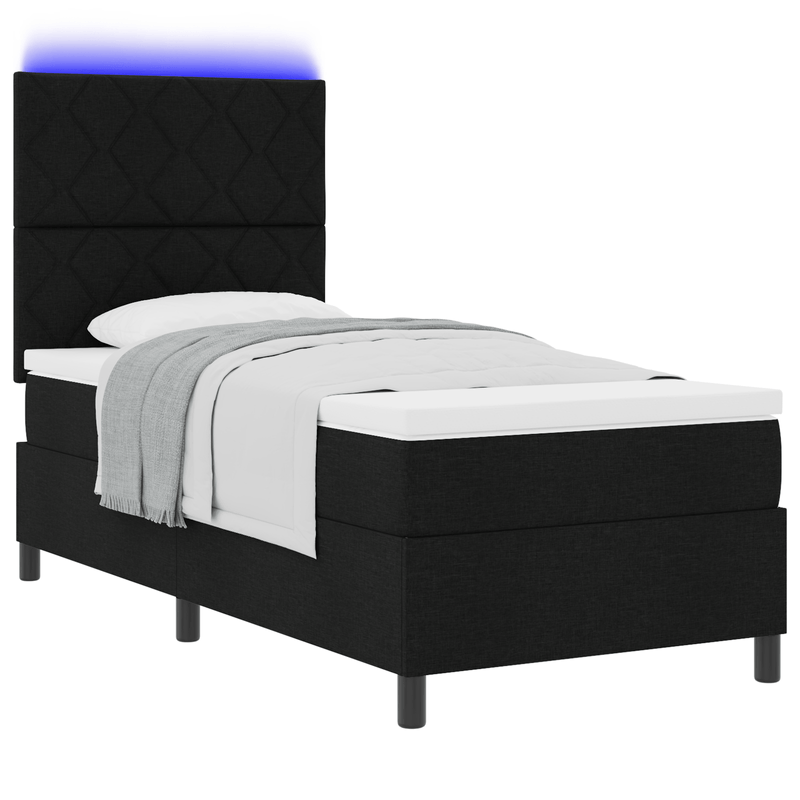 Casa si Gradina - Mobilier - Paturi si accesorii - Paturi - Pat cu Arcuri cu Saltea & LED Negru 100x200 cm Tesatura - Infinity.ro
