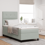 Casa si Gradina - Mobilier - Paturi si accesorii - Paturi - Pat box spring cu saltea & LED, gri deschis, 90x200 cm catifea - Infinity.ro