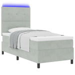 Casa si Gradina - Mobilier - Paturi si accesorii - Paturi - Pat box spring cu saltea & LED, gri deschis, 90x200 cm catifea - Infinity.ro
