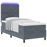 Casa si Gradina - Mobilier - Paturi si accesorii - Paturi - Pat box spring cu saltea & LED, gri inchis, 90x190 cm catifea - Infinity.ro
