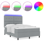 Casa si Gradina - Mobilier - Paturi si accesorii - Paturi - Pat cu arcuri cu saltea si LED Gri deschis 140x190 cm Tesatura - Infinity.ro