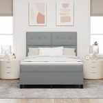 Casa si Gradina - Mobilier - Paturi si accesorii - Paturi - Pat cu arcuri cu saltea si LED Gri deschis 140x190 cm Tesatura - Infinity.ro