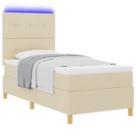 Casa si Gradina - Mobilier - Paturi si accesorii - Paturi - Pat cu arcuri cu saltea si LED crem 80x200 cm tesatura - Infinity.ro