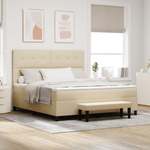 Casa si Gradina - Mobilier - Paturi si accesorii - Paturi - Pat cu arcuri cu saltea si banca crem 180x200 cm din tesatura - Infinity.ro