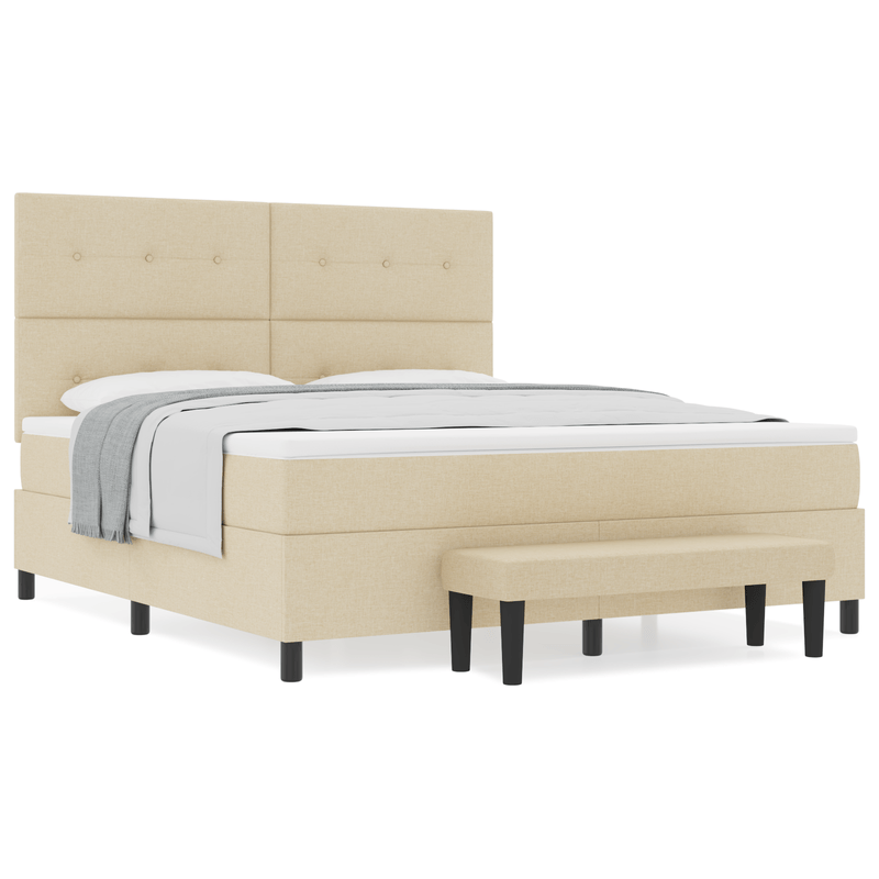 Casa si Gradina - Mobilier - Paturi si accesorii - Paturi - Pat cu arcuri cu saltea si banca crem 180x200 cm din tesatura - Infinity.ro