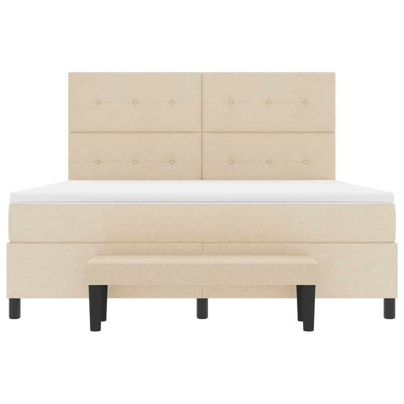 Casa si Gradina - Mobilier - Paturi si accesorii - Paturi - Pat cu arcuri cu saltea si banca crem 180x200 cm din tesatura - Infinity.ro