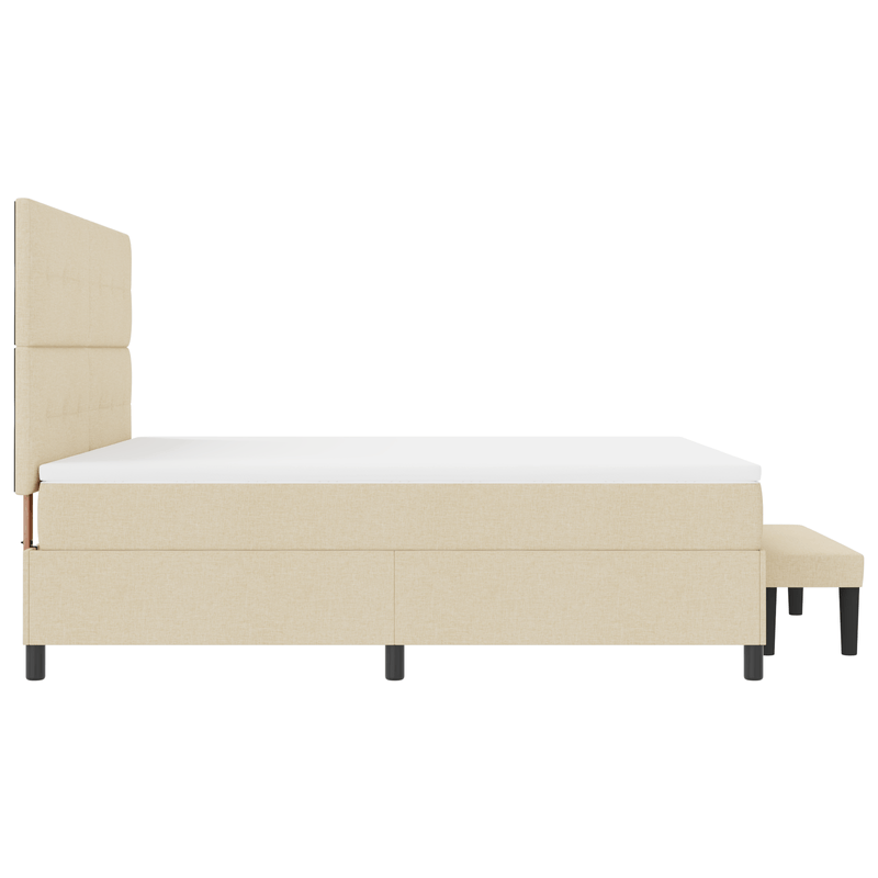 Casa si Gradina - Mobilier - Paturi si accesorii - Paturi - Pat cu arcuri cu saltea si banca crem 180x200 cm din tesatura - Infinity.ro