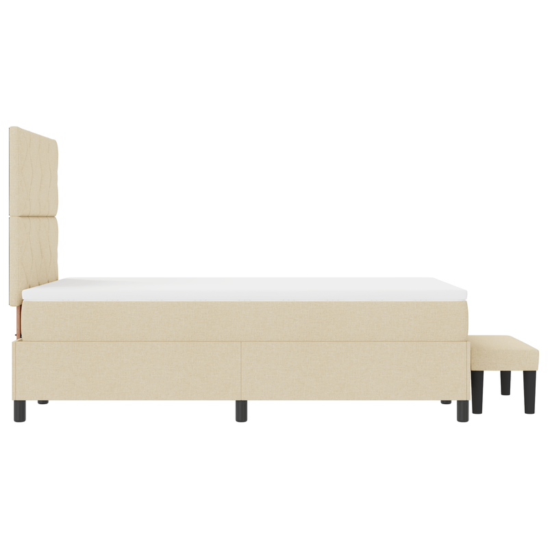 Casa si Gradina - Mobilier - Paturi si accesorii - Paturi - Pat Box Spring cu Saltea si Banca Crem 120x200 cm Tesatura - Infinity.ro