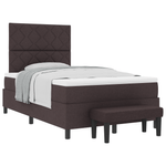 Casa si Gradina - Mobilier - Paturi si accesorii - Paturi - Pat cu box spring cu saltea si bancuta maro inchis 120x200 cm tesatura - Infinity.ro
