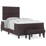 Casa si Gradina - Mobilier - Paturi si accesorii - Paturi - Pat cu box spring cu saltea si bancuta maro inchis 120x200 cm tesatura - Infinity.ro