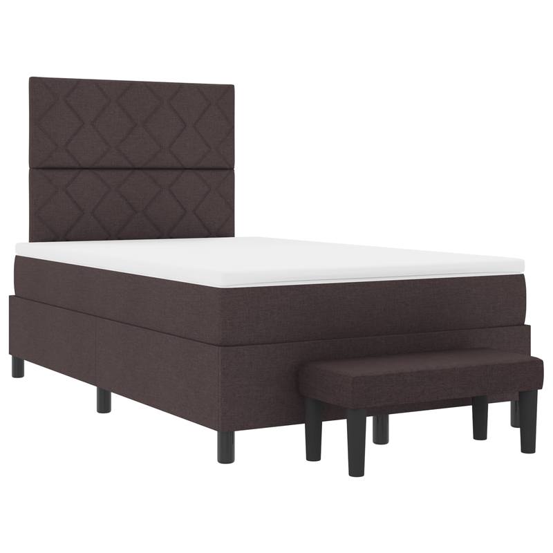 Casa si Gradina - Mobilier - Paturi si accesorii - Paturi - Pat cu box spring cu saltea si bancuta maro inchis 120x200 cm tesatura - Infinity.ro
