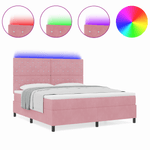 Casa si Gradina - Mobilier - Paturi si accesorii - Paturi - Pat box spring cu saltea & LED, roz, 180x200 cm catifea - Infinity.ro