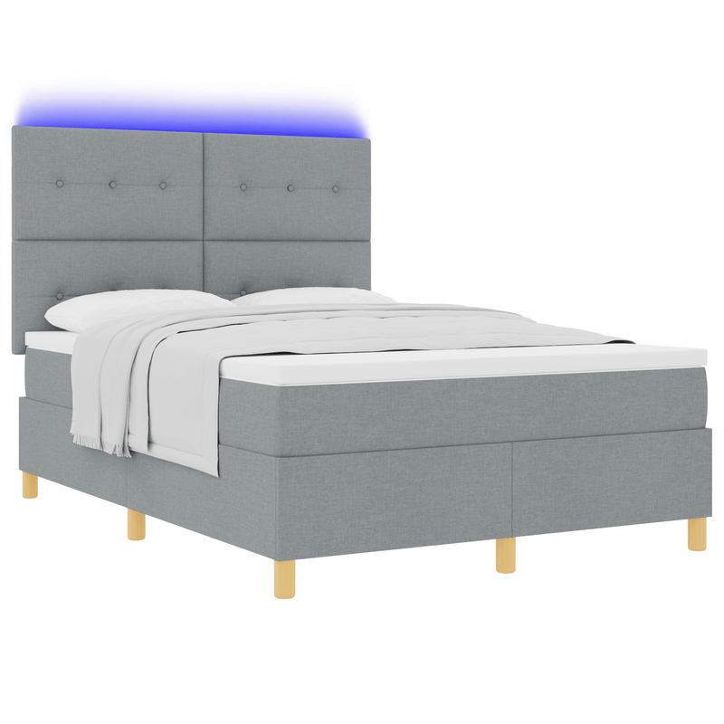 Casa si Gradina - Mobilier - Paturi si accesorii - Paturi - Pat cu saltea si LED Gri deschis 140x190 cm Tesatura - Infinity.ro