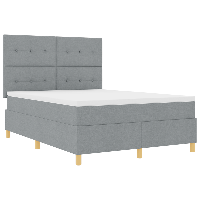 Casa si Gradina - Mobilier - Paturi si accesorii - Paturi - Pat cu saltea si LED Gri deschis 140x190 cm Tesatura - Infinity.ro
