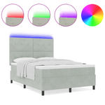 Casa si Gradina - Mobilier - Paturi si accesorii - Paturi - Pat box spring cu saltea & LED, gri deschis, 160x200 cm catifea - Infinity.ro