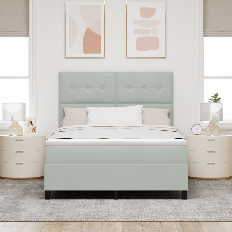 Casa si Gradina - Mobilier - Paturi si accesorii - Paturi - Pat box spring cu saltea & LED, gri deschis, 160x200 cm catifea - Infinity.ro