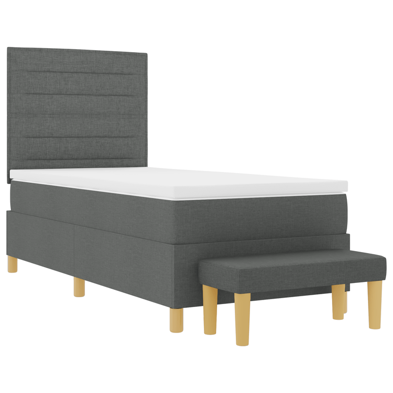 Casa si Gradina - Mobilier - Paturi si accesorii - Paturi - Pat cu arcuri cu saltea si banca Gri inchis 80x200 cm Tesatura - Infinity.ro
