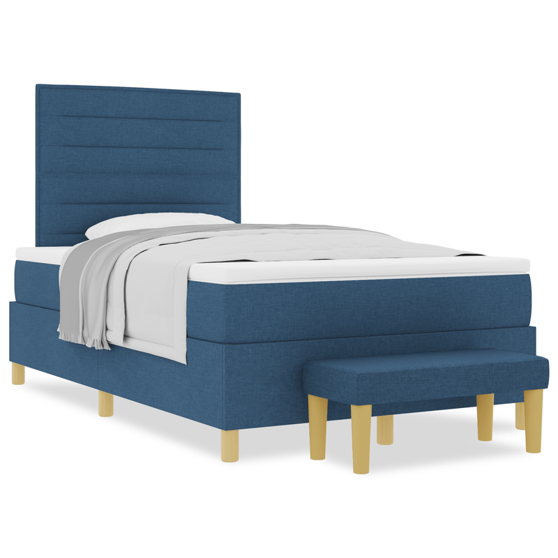 Casa si Gradina - Mobilier - Paturi si accesorii - Paturi - Pat cu arcuri cu saltea si banca Albastru 120x190 cm Tesatura - Infinity.ro