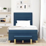 Casa si Gradina - Mobilier - Paturi si accesorii - Paturi - Pat cu arcuri cu saltea si banca Albastru 120x190 cm Tesatura - Infinity.ro