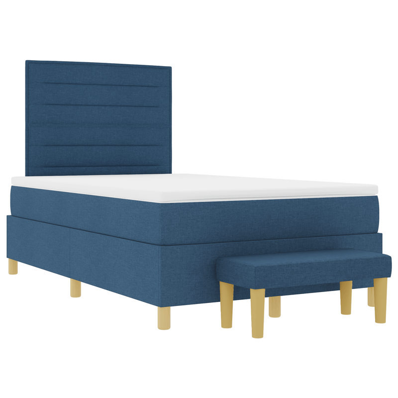 Casa si Gradina - Mobilier - Paturi si accesorii - Paturi - Pat cu arcuri cu saltea si banca Albastru 120x190 cm Tesatura - Infinity.ro