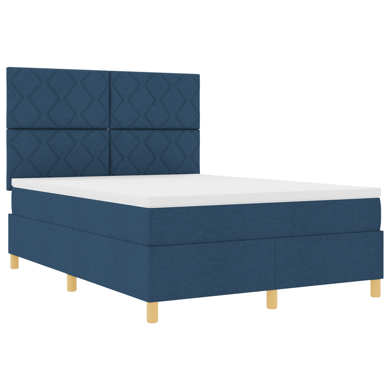Casa si Gradina - Mobilier - Paturi si accesorii - Paturi - Pat Box Spring cu Saltea & LED albastru 140x200 cm tesatura - Infinity.ro