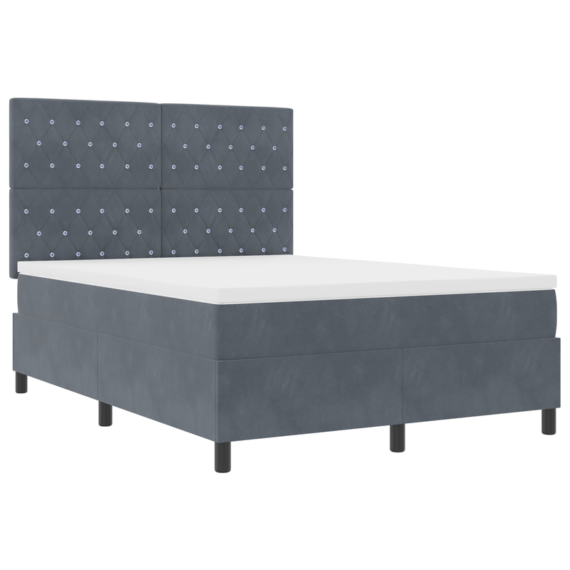 Casa si Gradina - Mobilier - Paturi si accesorii - Paturi - Pat box spring cu saltea & LED, gri inchis, 160x200 cm catifea - Infinity.ro