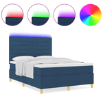 Casa si Gradina - Mobilier - Paturi si accesorii - Paturi - Pat Box Spring cu Saltea & LED Albastru 140x190 cm Material Textil - Infinity.ro