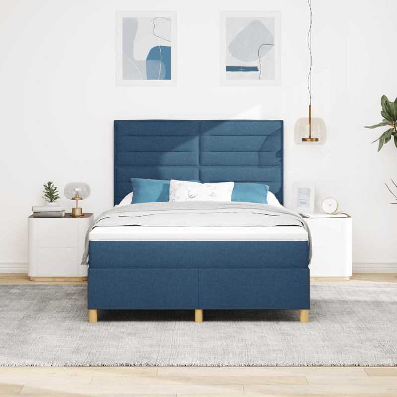 Casa si Gradina - Mobilier - Paturi si accesorii - Paturi - Pat Box Spring cu Saltea & LED Albastru 140x190 cm Material Textil - Infinity.ro