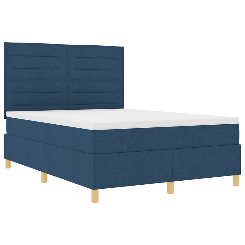 Casa si Gradina - Mobilier - Paturi si accesorii - Paturi - Pat Box Spring cu Saltea & LED Albastru 140x190 cm Material Textil - Infinity.ro
