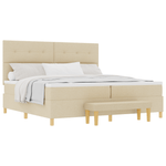 Casa si Gradina - Mobilier - Paturi si accesorii - Paturi - Pat Box Spring cu Saltea si Banca Crem 200x200 cm Tesatura - Infinity.ro