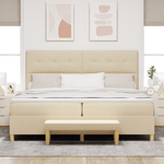 Casa si Gradina - Mobilier - Paturi si accesorii - Paturi - Pat Box Spring cu Saltea si Banca Crem 200x200 cm Tesatura - Infinity.ro