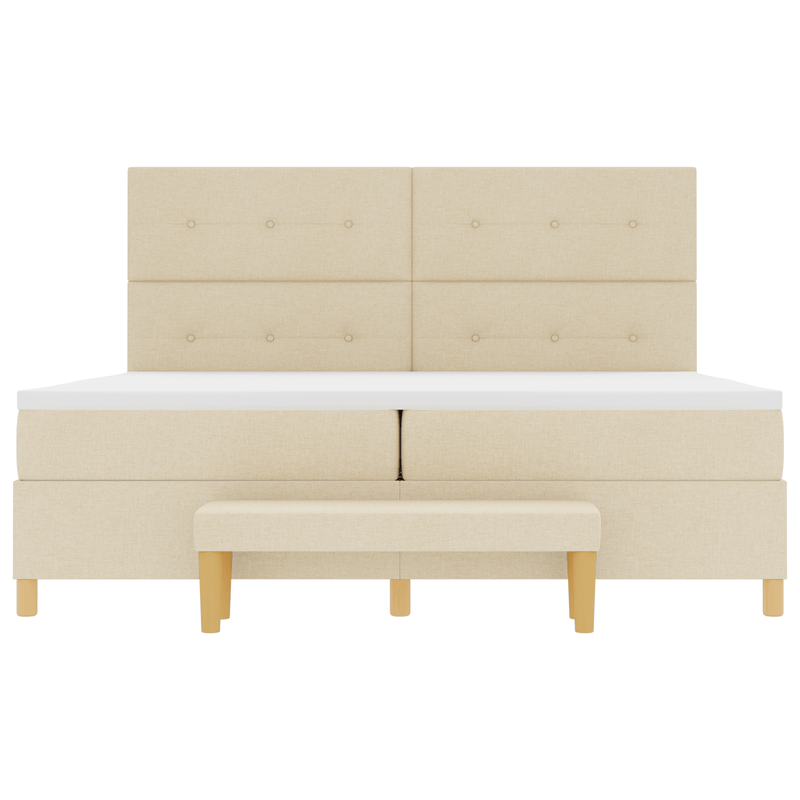 Casa si Gradina - Mobilier - Paturi si accesorii - Paturi - Pat Box Spring cu Saltea si Banca Crem 200x200 cm Tesatura - Infinity.ro