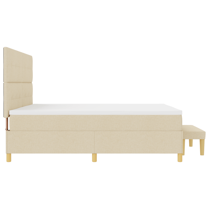 Casa si Gradina - Mobilier - Paturi si accesorii - Paturi - Pat Box Spring cu Saltea si Banca Crem 200x200 cm Tesatura - Infinity.ro
