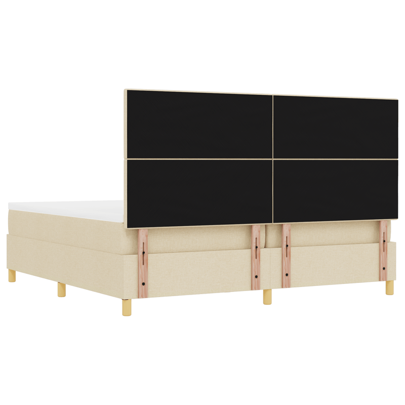 Casa si Gradina - Mobilier - Paturi si accesorii - Paturi - Pat Box Spring cu Saltea si Banca Crem 200x200 cm Tesatura - Infinity.ro