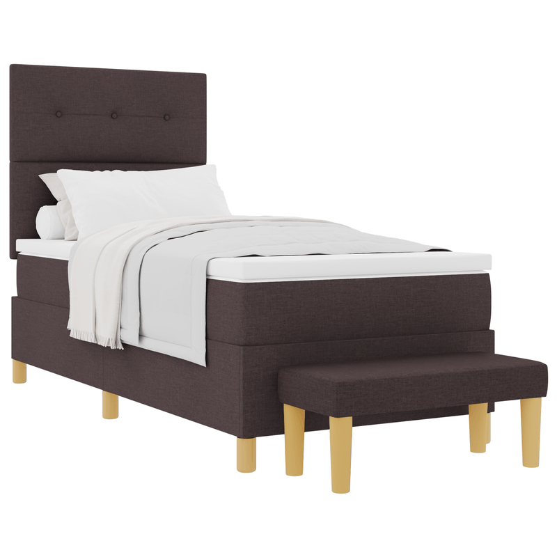 Casa si Gradina - Mobilier - Paturi si accesorii - Paturi - Pat cu somiera , cu saltea si banca maro inchis 80x200 cm, Tesatura - Infinity.ro