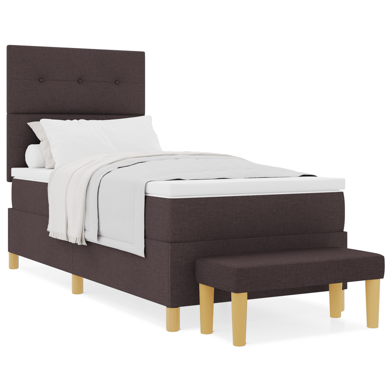 Casa si Gradina - Mobilier - Paturi si accesorii - Paturi - Pat cu somiera , cu saltea si banca maro inchis 80x200 cm, Tesatura - Infinity.ro