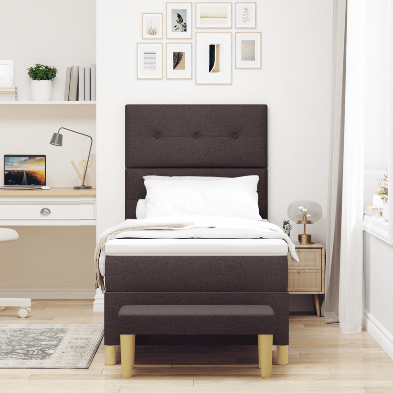 Casa si Gradina - Mobilier - Paturi si accesorii - Paturi - Pat cu somiera , cu saltea si banca maro inchis 80x200 cm, Tesatura - Infinity.ro