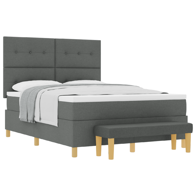 Casa si Gradina - Mobilier - Paturi si accesorii - Paturi - Pat cu saltea si banca Gri inchis 140x190 cm Tesatura - Infinity.ro