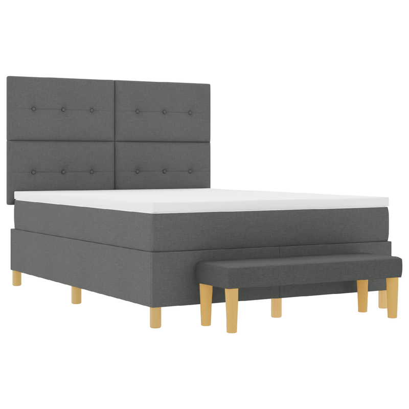 Casa si Gradina - Mobilier - Paturi si accesorii - Paturi - Pat cu saltea si banca Gri inchis 140x190 cm Tesatura - Infinity.ro