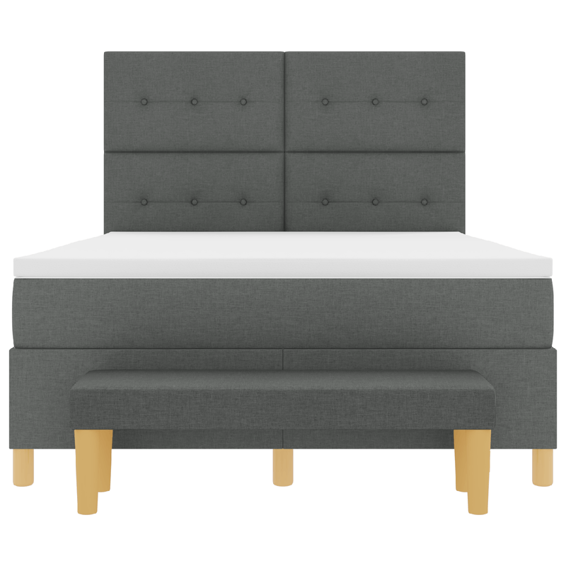 Casa si Gradina - Mobilier - Paturi si accesorii - Paturi - Pat cu saltea si banca Gri inchis 140x190 cm Tesatura - Infinity.ro