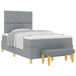 Casa si Gradina - Mobilier - Paturi si accesorii - Paturi - Pat cu arcuri , saltea si banca gri deschis 120x200 cm tesatura - Infinity.ro