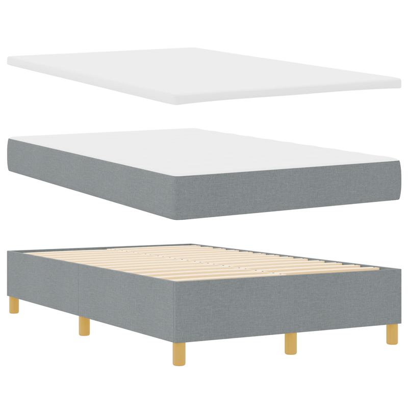 Casa si Gradina - Mobilier - Paturi si accesorii - Paturi - Pat cu arcuri , saltea si banca gri deschis 120x200 cm tesatura - Infinity.ro