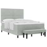 Casa si Gradina - Mobilier - Paturi si accesorii - Paturi - Pat Box Spring cu Saltea & Bancuta Gri Deschis 140x200 cm Catifea - Infinity.ro