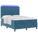 Casa si Gradina - Mobilier - Paturi si accesorii - Paturi - Pat box spring cu saltea &LED albastru inchis 140x200cm catifea - Infinity.ro