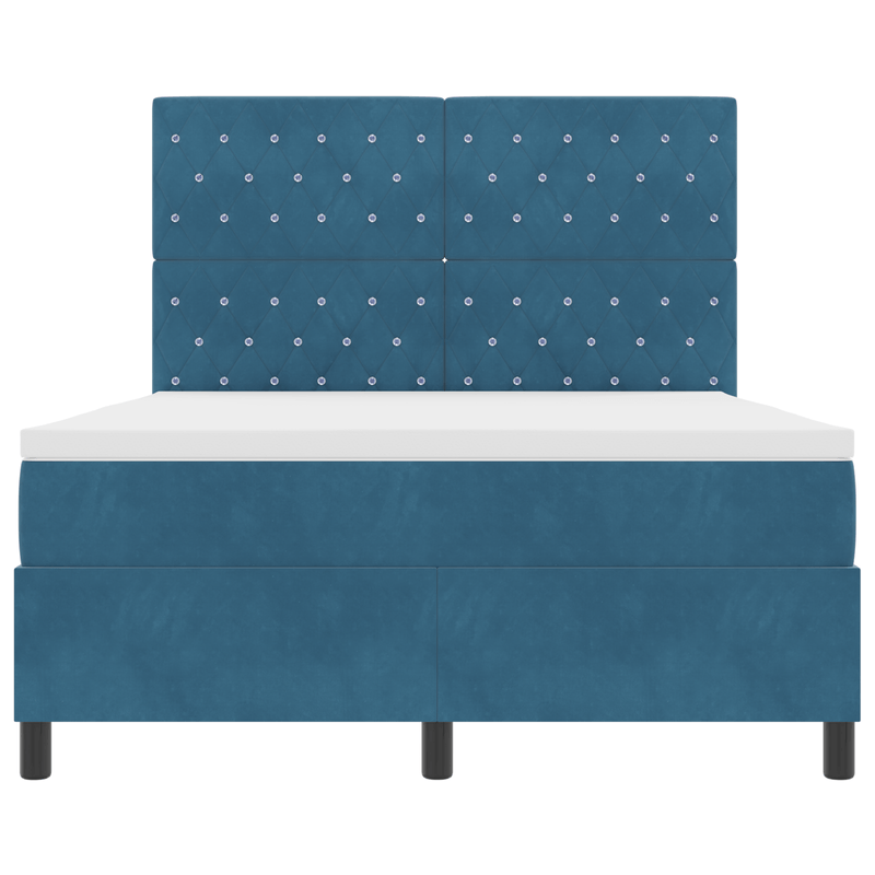 Casa si Gradina - Mobilier - Paturi si accesorii - Paturi - Pat box spring cu saltea &LED albastru inchis 140x200cm catifea - Infinity.ro