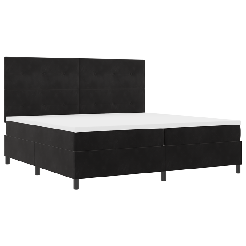 Casa si Gradina - Mobilier - Paturi si accesorii - Paturi - Pat box spring cu saltea & LED, negru, 200x200 cm catifea - Infinity.ro